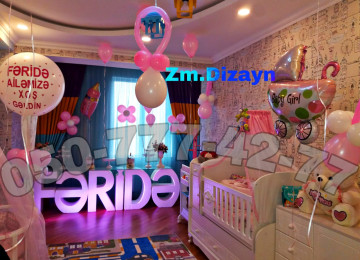 Helium və adi şarlarla bəzədilmə. Decor shar dizayn