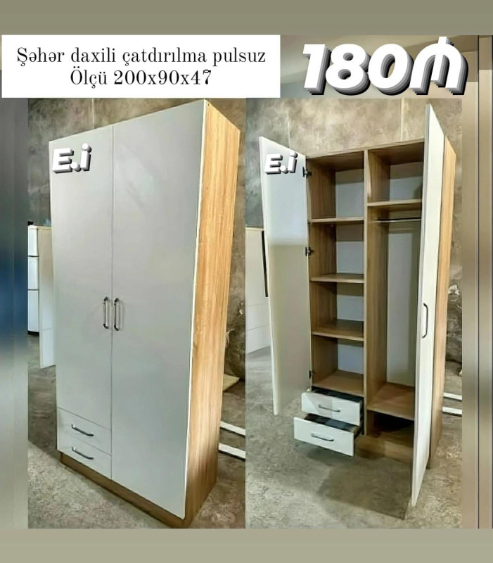 Paltar dolabı *2 Qapılı Dolab 180Azn💥* ✔️Rəng seçimi var *Şəhər daxili