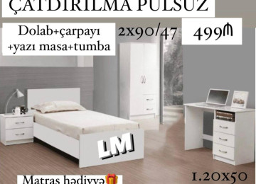 *Gənc oda🤴 ÇARPAYI+DOLAB+Yazı masası*_ 💥 Yeni və sifarişlə