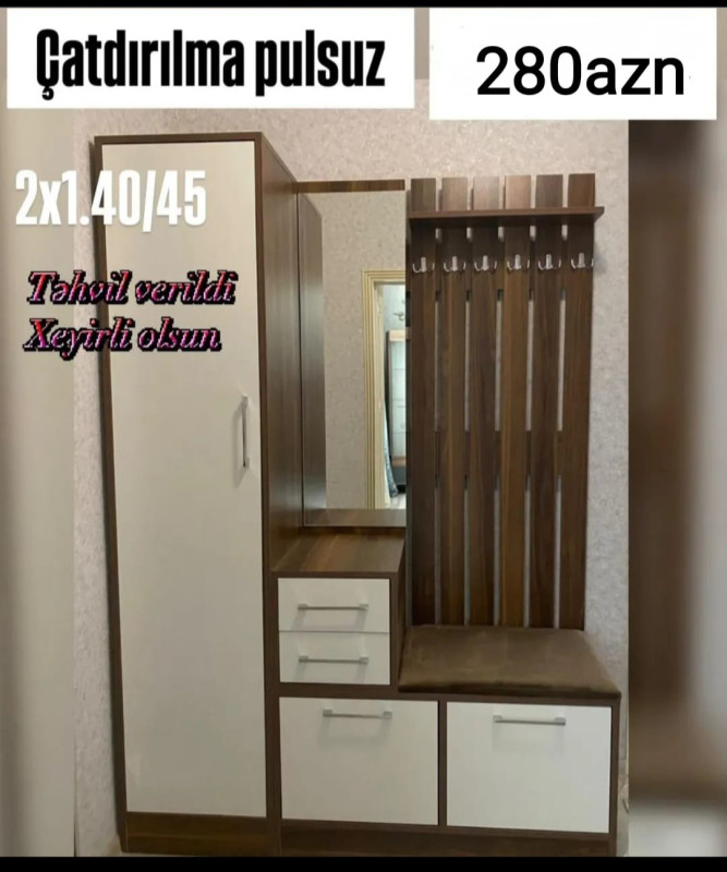 Dəhliz mebeli Dəhliz mebeli Sifarişlə hazırlanır Rəng seçimi var Ölçü
