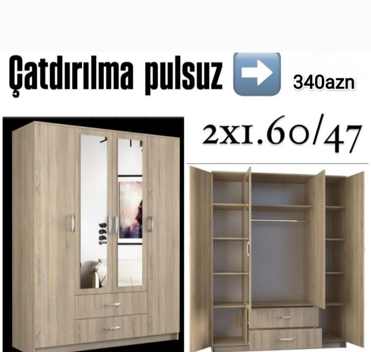 Paltar dolabı Paltar dolabı Sifarişlə hazırlanır Rəng seçimi var Ölçü