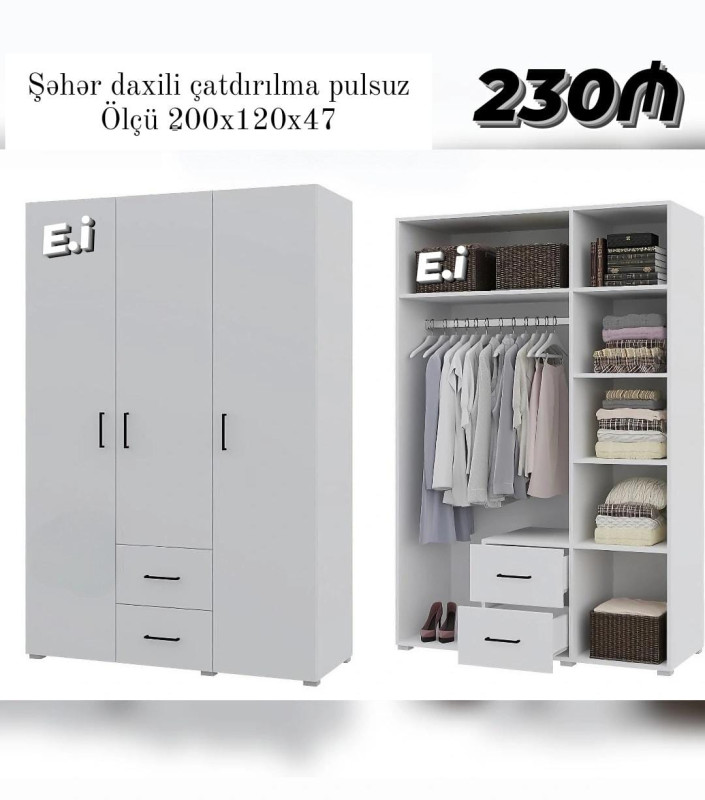 Paltar dolabı *3 Qapılı Dolab 230Azn💥* ✔️Rəng seçimi var *Şəhər daxili