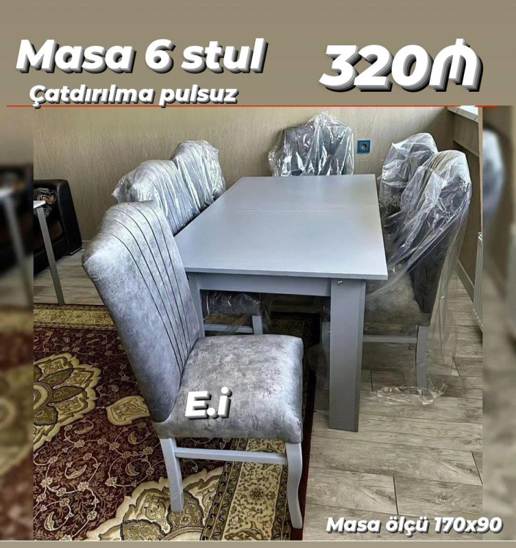 Stol stul desti **Masa dəsti / Masa 6 stul 320Azn💥* ✔️Reng seçimi var ✔️