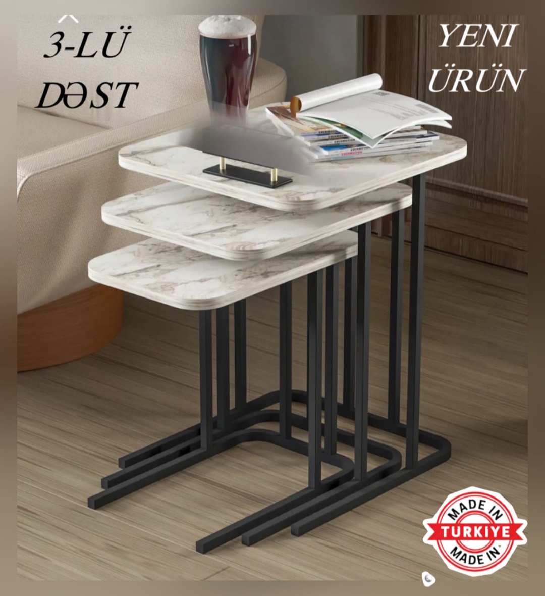 3lü Ziqon masalar Türkiyə istehsalı Anbardan birbaşa satış