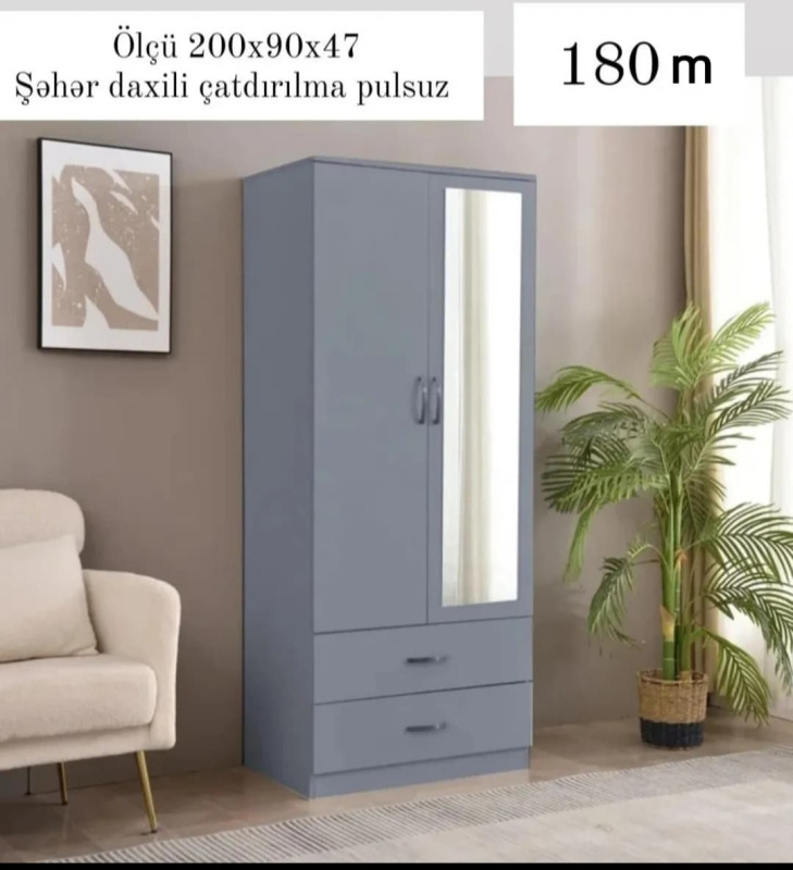 2Qapili şkaf 2Qapili şkaf Sifarişlə hazırlanır Rəng seçimi var Ölçü