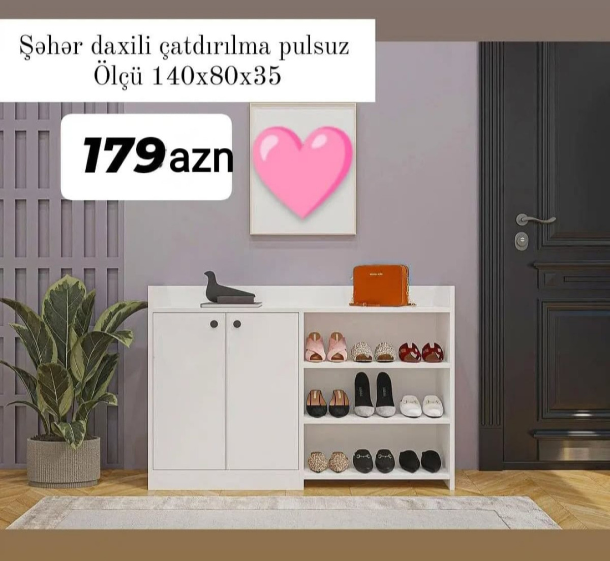 Ayaqqabı şkafı Ayaqqabı şkafı Sifarişlə hazırlanır Rəng seçimi var Ölçü