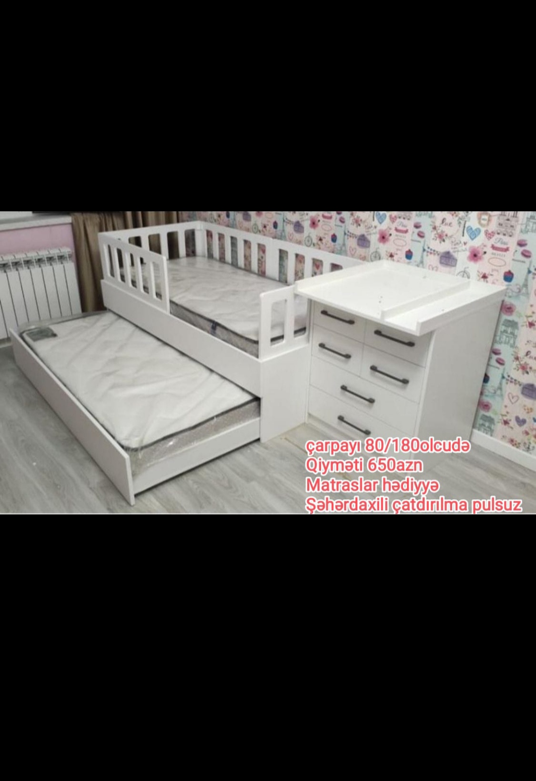 Uşaq dəsti Sifarişlə hazırlanır Rəng seçimi var Çarpayı