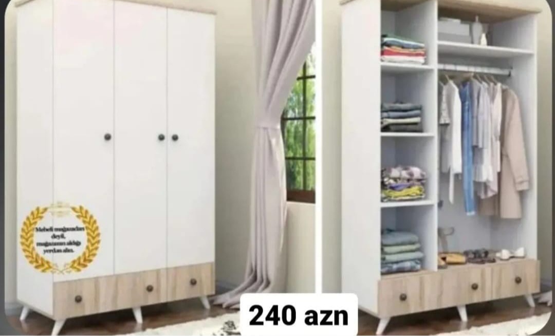 3Qapili şkaf Sifarişlə hazırlanır Rəng seçimi var Ölçü