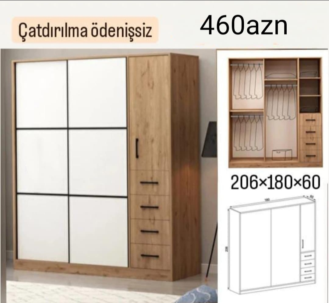Paltar dolabı Sifarişlə hazırlanır Rəng seçimi var Ölçü