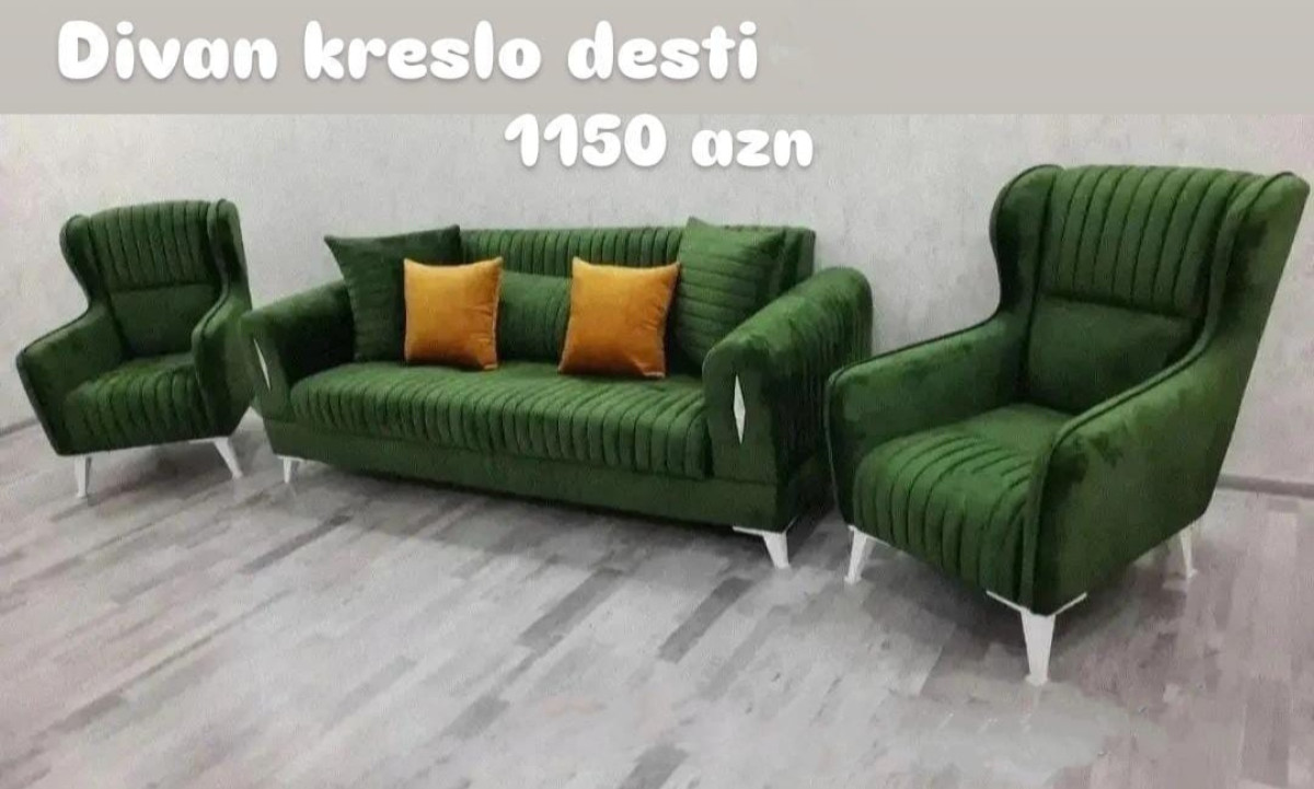 Divan kreslo dəsti Sifarişlə hazırlanır Rəng seçimi var