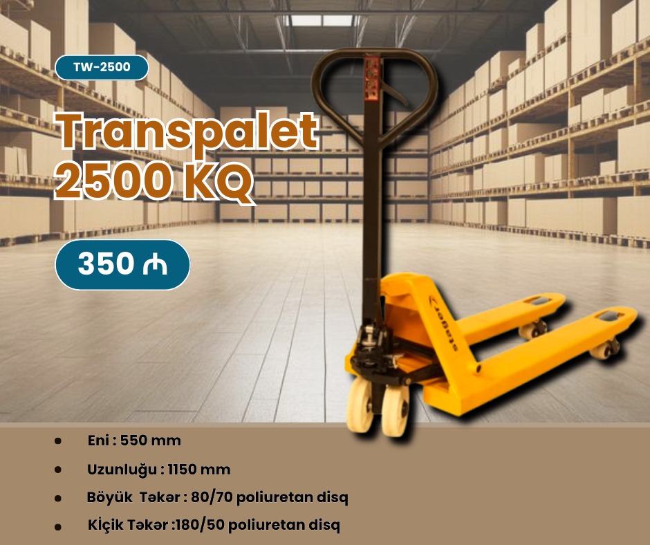 En Son model 2500 kq (2.5Tonluq) transpaletlerimiz Terezili
