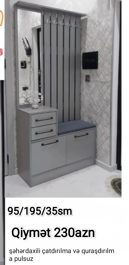 Dəhliz dolabı Sifarişlə hazırlanır Rəng seçimi var Ölçü