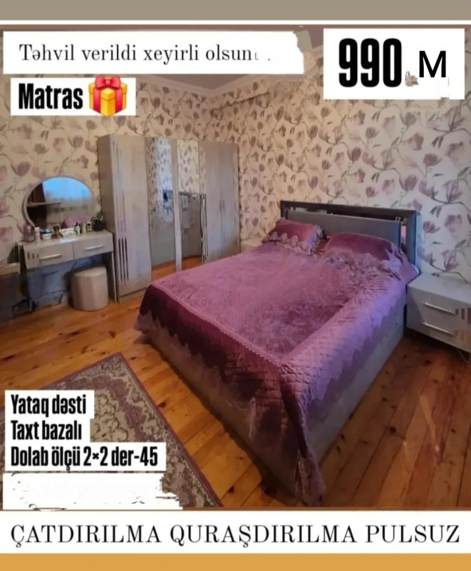 Yataq dəsti Sifarişlə hazırlanır Rəng seçimi var Matras