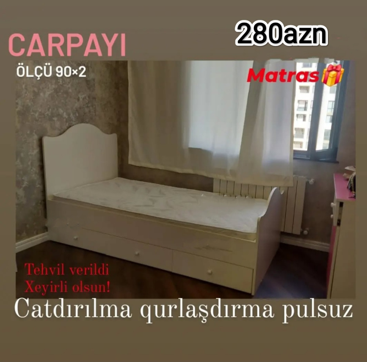Çarpayı Çarpayı Sifarişlə hazırlanır Rəng seçimi var Ölçü 90/200sm