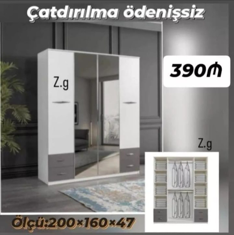 Paltar dolabı Dolab 4 qapılı 390Azn *İstehsal Rusiya Laminat 18/lik