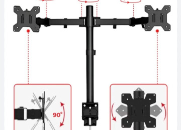 17 incdən 30 incə kimi iki monitor asmaq üçün stolüstü