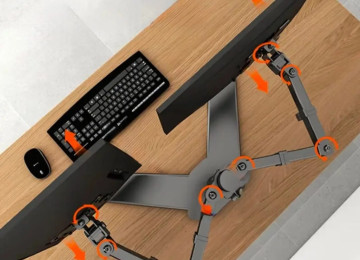 30 düyümə kimi iki monitor saxlayan stolüstü kronşteyn