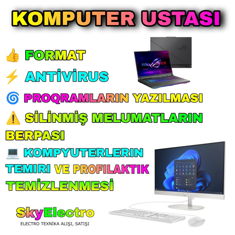 Kompyuter PC ve noutbuk ustasi - SKYELECTRO KOMPUTER/NOUTBUK USTASI - FORMAT - ANTİVİRUS -