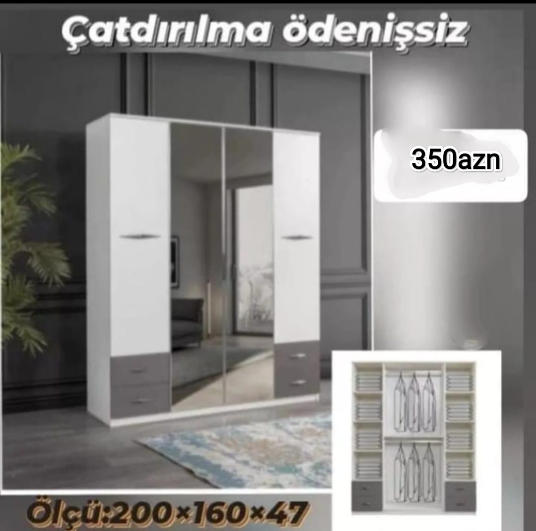 4Qapili dolab Sifarişlə hazırlanır Rəng seçimi var Ölçü