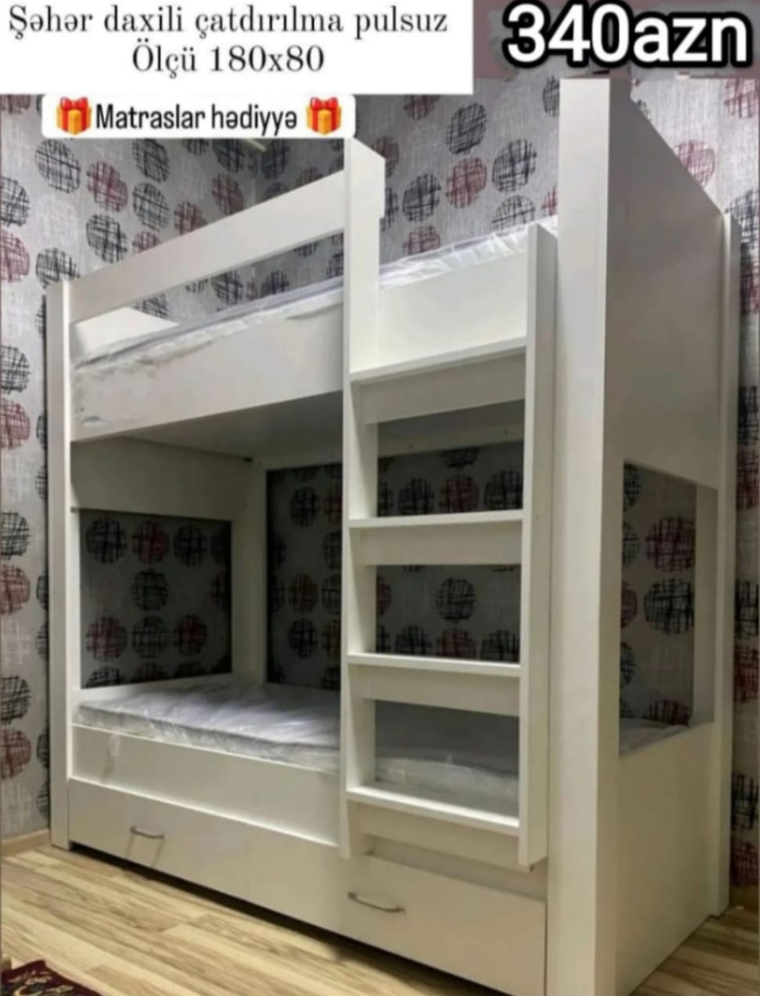 İkimərtəbəli çarpayı Sifarişlə hazırlanır Rəng seçimi var