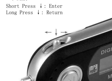 Qara rəngdə, yığcam dizaynlı MP3 player. Ekranı və