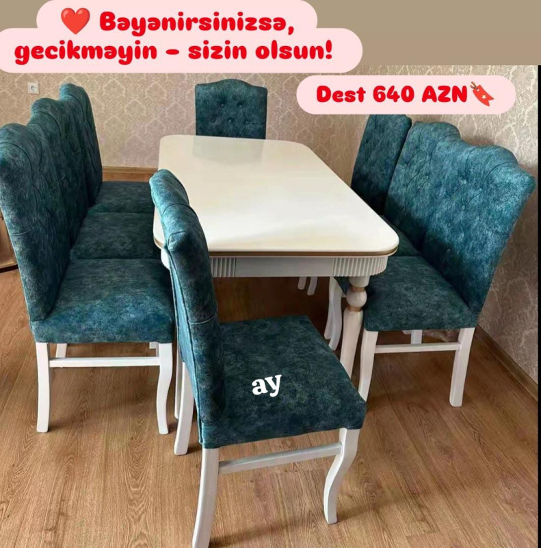 Stol stul desti MDF masa ölçü 90×160×2+8 oturacaq ✅ Parça seçimi mövcuddur