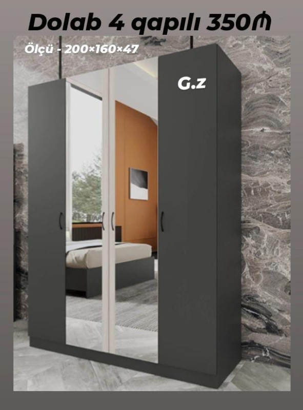 Dolab paltar şkafı *Dolab 4 qapılı 350Azn* *İstehsal Rusiya Laminat 18/lik
