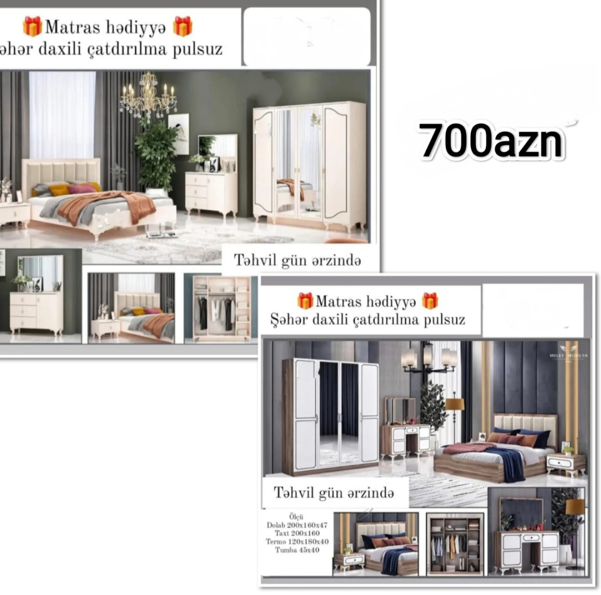 Yataq dəsti Sifarişlə hazırlanır Rəng seçimi var Matras