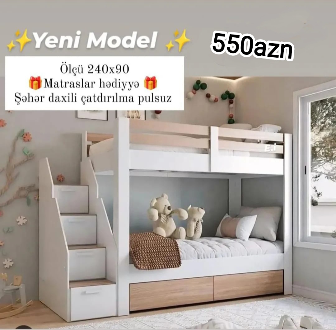 İkimərtəbəli çarpayı Sifarişlə hazırlanır Rəng seçimi var