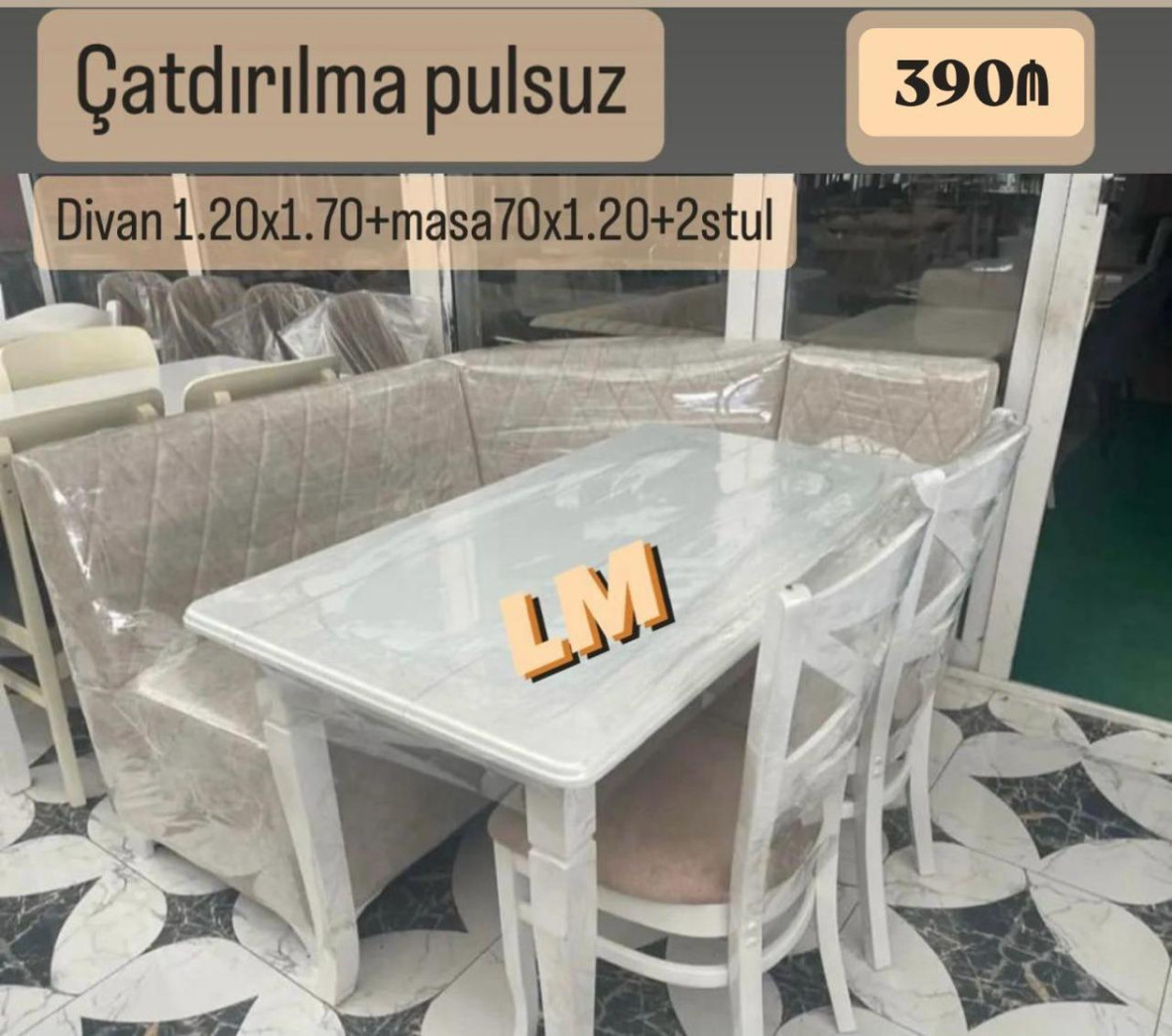 Divan ve stol stul desti 💫 *Mətbəx dəsti* Qiymət : *390₼* Divan:1.20x1.70