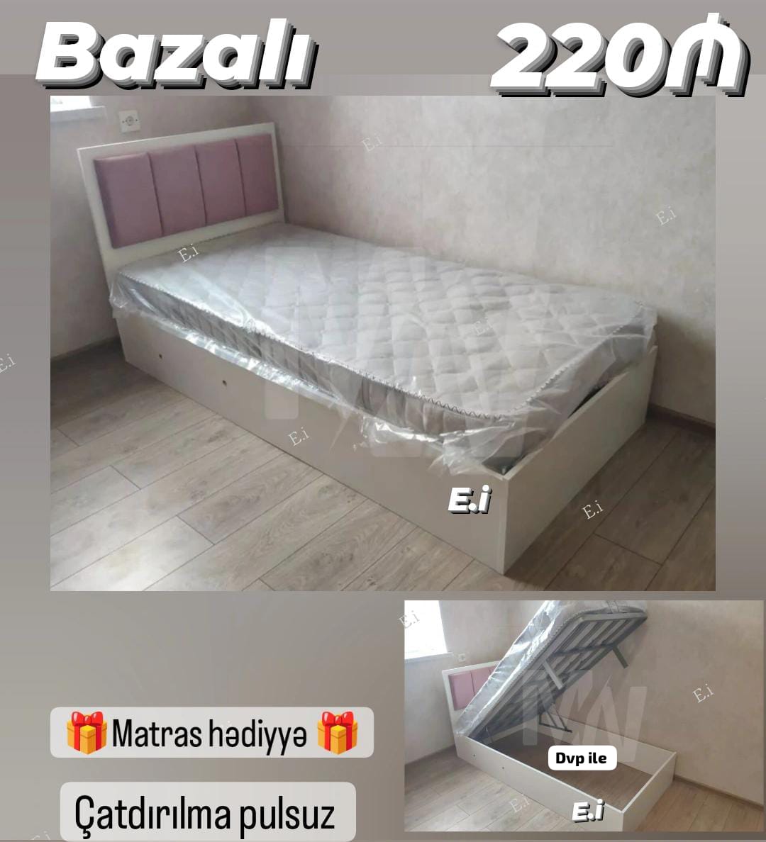 *Bazalı Çarpayı 220Azn💥* *Matras hədiyyə🎁* ✔️Rəng seçimi