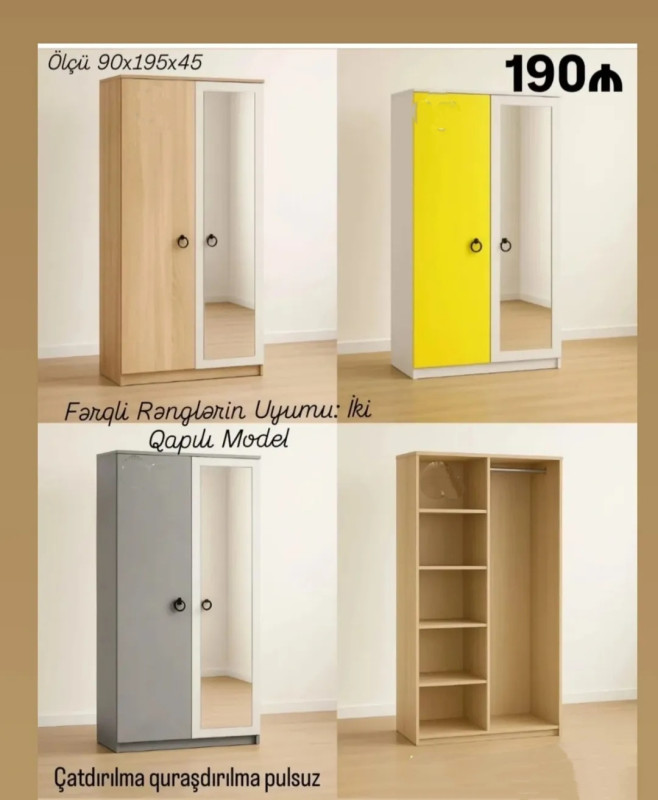 2Qapili dolab 2Qapili dolab Sifarişlə hazırlanır Rəng seçimi var Ölçü