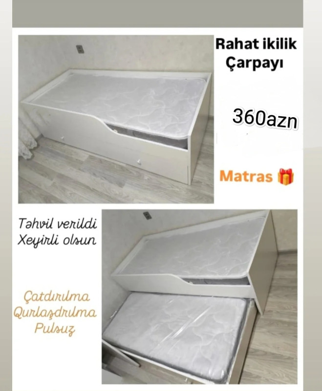 İkili çarpayı İkili çarpayı Sifarişlə hazırlanır Rəng seçimi var Matras