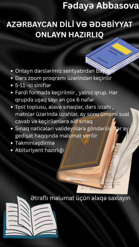 Azərbaycan dili və ədəbiyyat onlayn hazırlıq Onlayn dərslərimiz sentyabrdan başlayır Dərs zoom proqramı