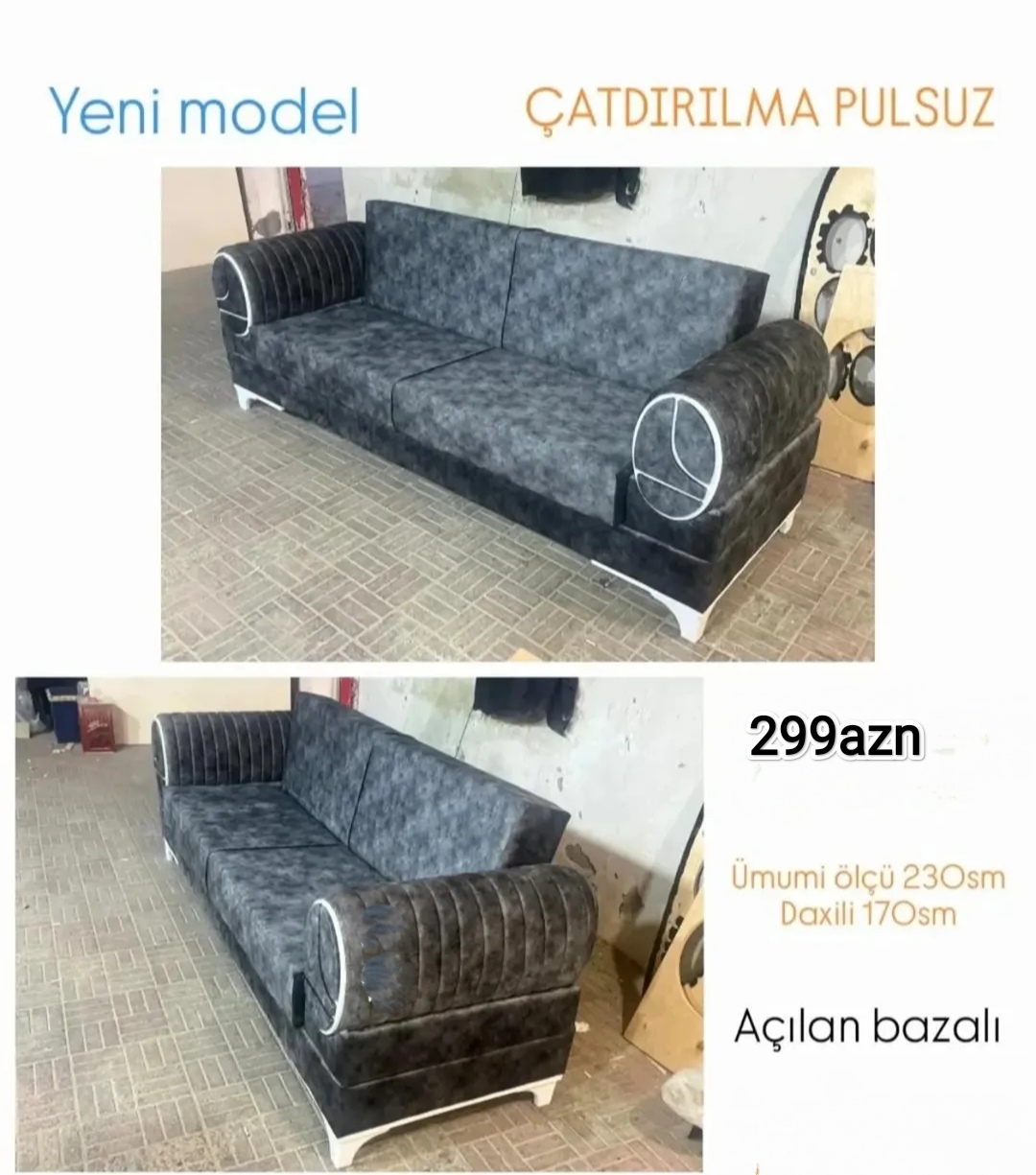 Sadə divan Sifarişlə hazırlanır Rəng seçimi var Açılır,