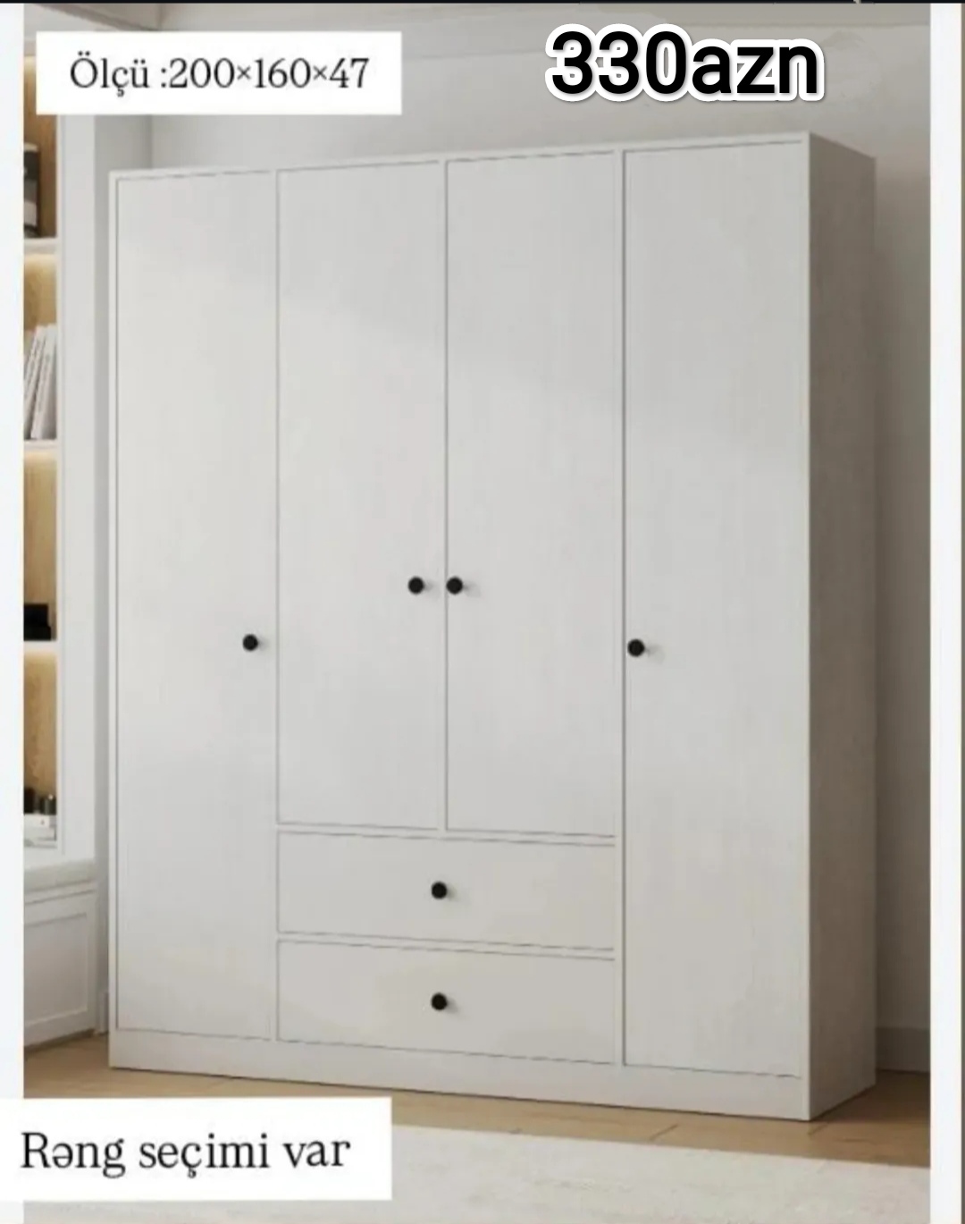 4Qapili dolab Sifarişlə hazırlanır Rəng seçimi var Ölçü