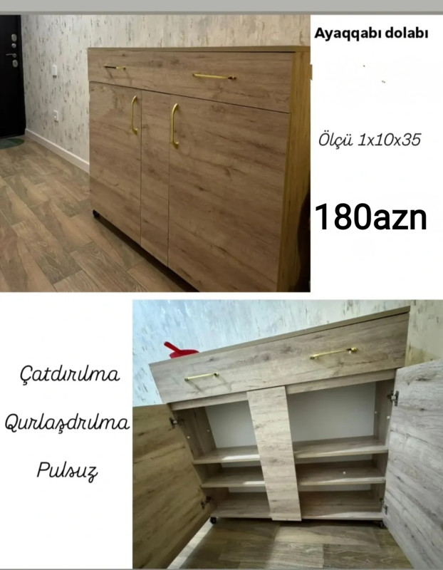 Ayaqqabı dolabı Ayaqqabı dolabı Sifarişlə hazırlanır Rəng seçimi var Ölçü