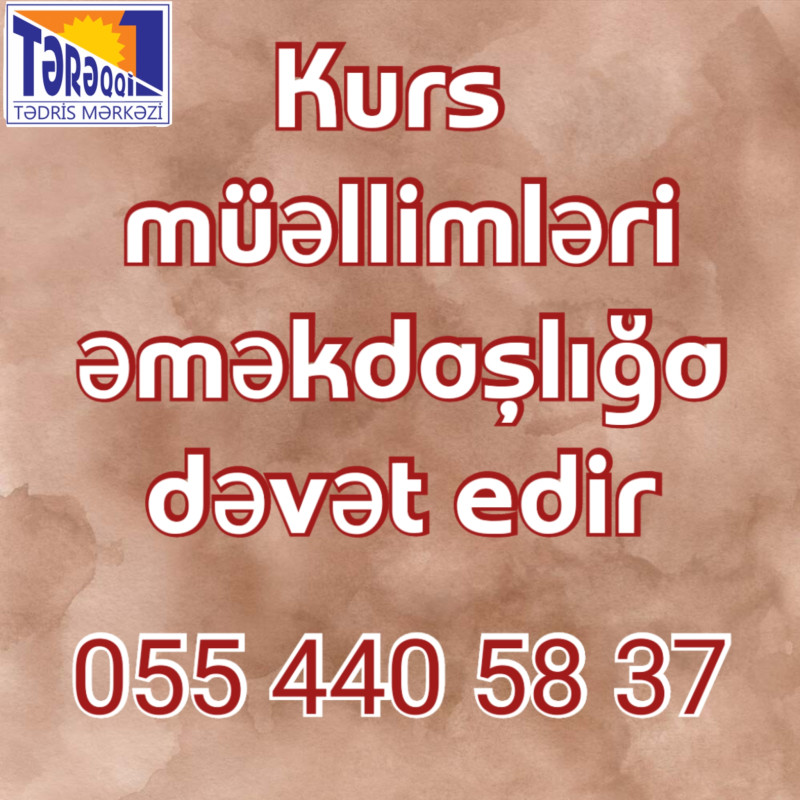 Kurs müəllimləri əməkdaşlığa dəvət edir Azərbaycan və rus bölmələri üzrə bütün fənlər üzrə
