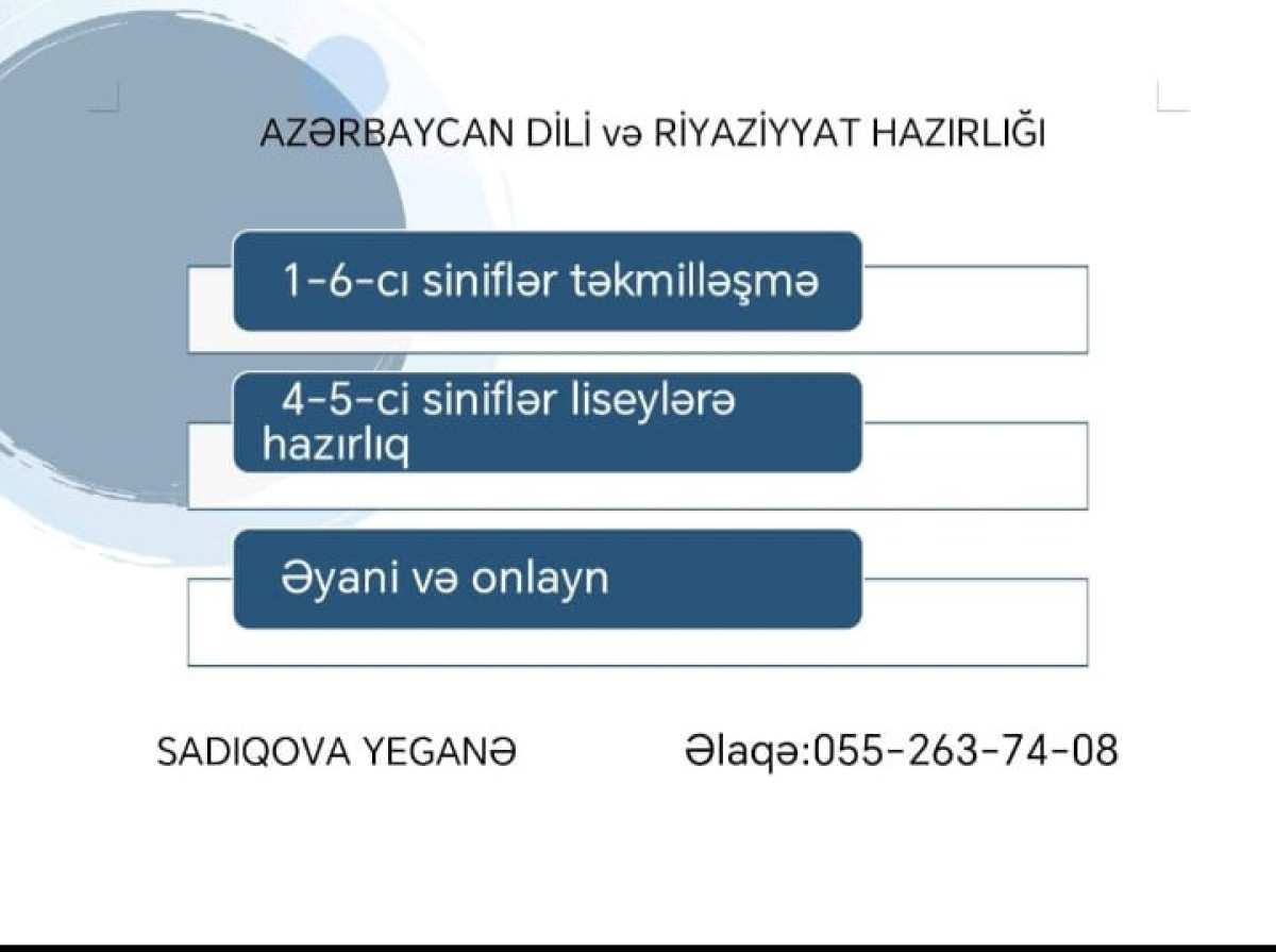 Liseylere mekteblere Azerbaycan dili riyaziyyatdan hazirliq