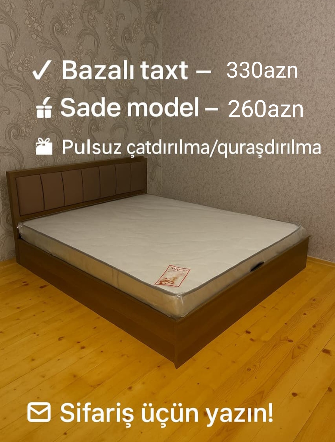 Taxt sifarisle Sifarişlə hazırlanır Rəng seçimi var Ölçü