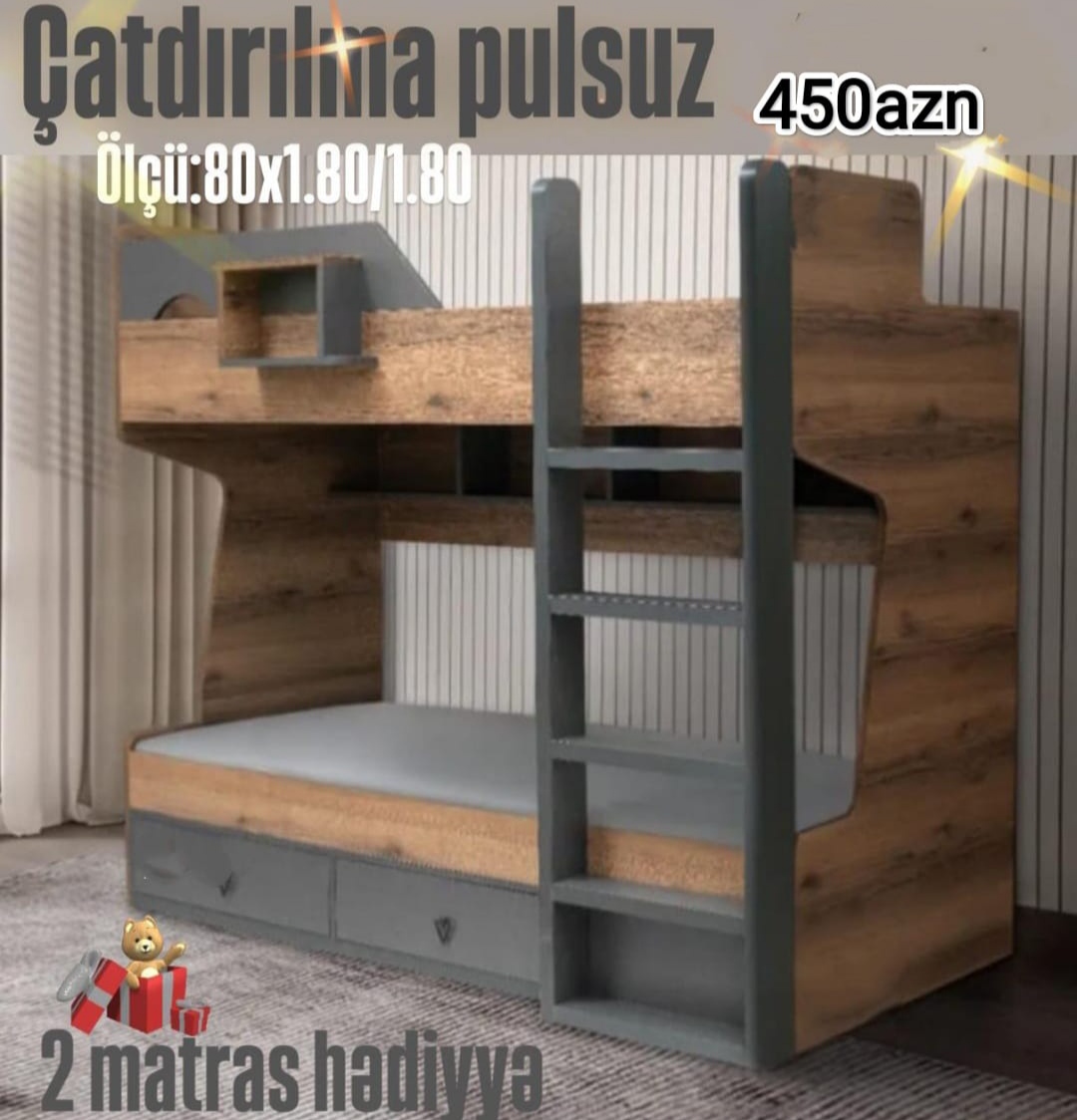 İkimərtəbəli çarpayı Sifarişlə hazırlanır Rəng seçimi var