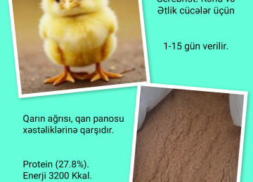 Cücə yemi №1. Serebrist. Kənd və Ətlik cücələr üçün 1-15