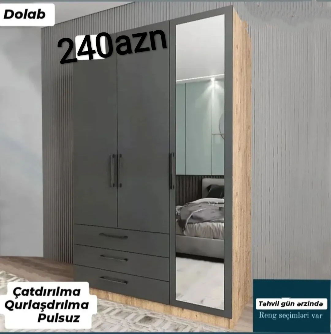 3Qapili dolab Sifarişlə hazırlanır Rəng seçimi var Ölçü
