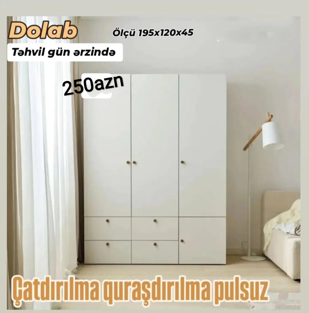 Paltar dolabı Sifarişlə hazırlanır Rəng seçimi var Ölçü