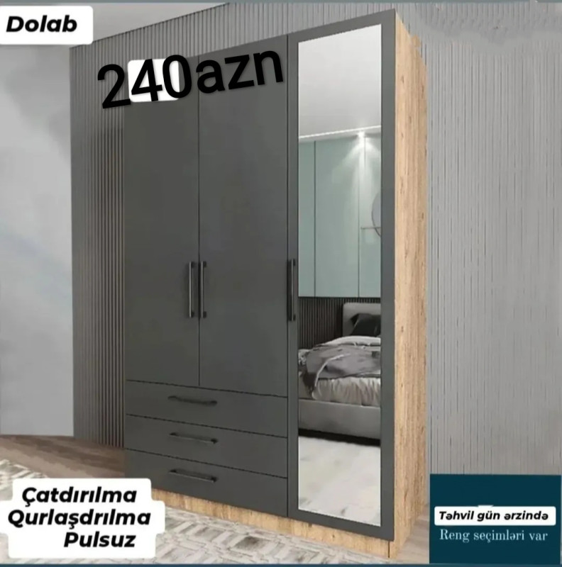 3Qapili dolab 3Qapili dolab Sifarişlə hazırlanır Rəng seçimi var Ölçü