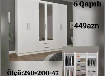 6Qapili dolab Sifarişlə hazırlanır Rəng seçimi var Ölçü