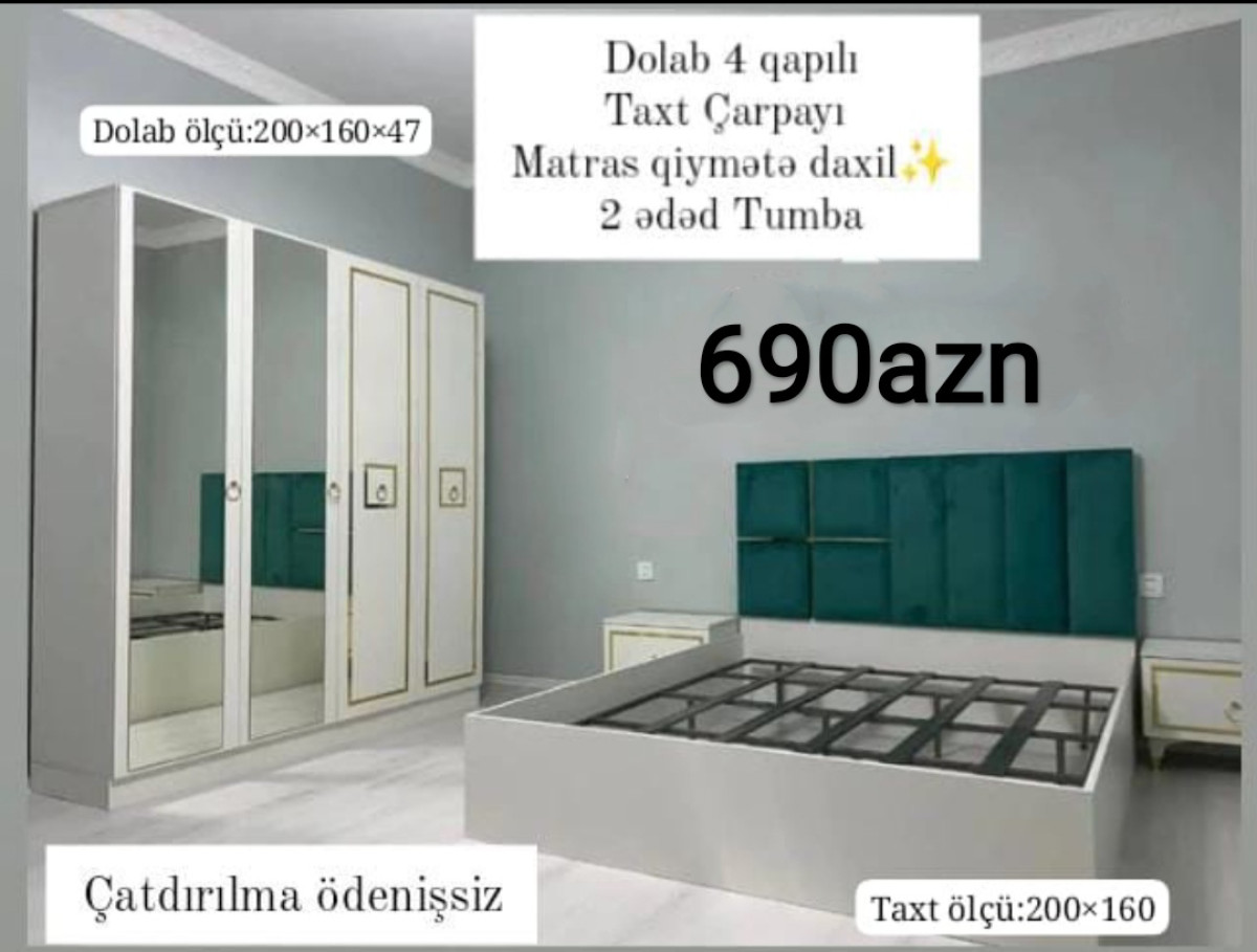 Yataq dəsti Sifarişlə hazırlanır Rəng seçimi var Qiyməti