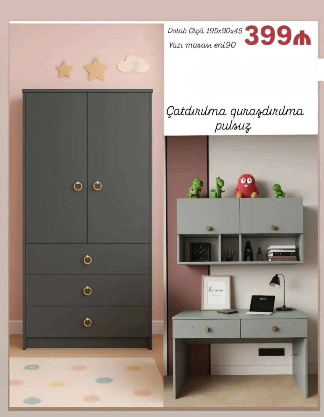 Dolab və yazı masası Sifarişlə hazırlanır Rəng seçimi var