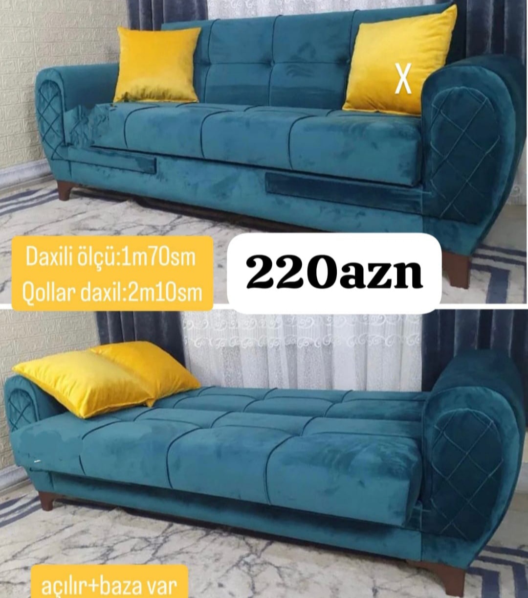 Divan Sifarişlə hazırlanır Rəng seçimi var Ölçü 1.70sm