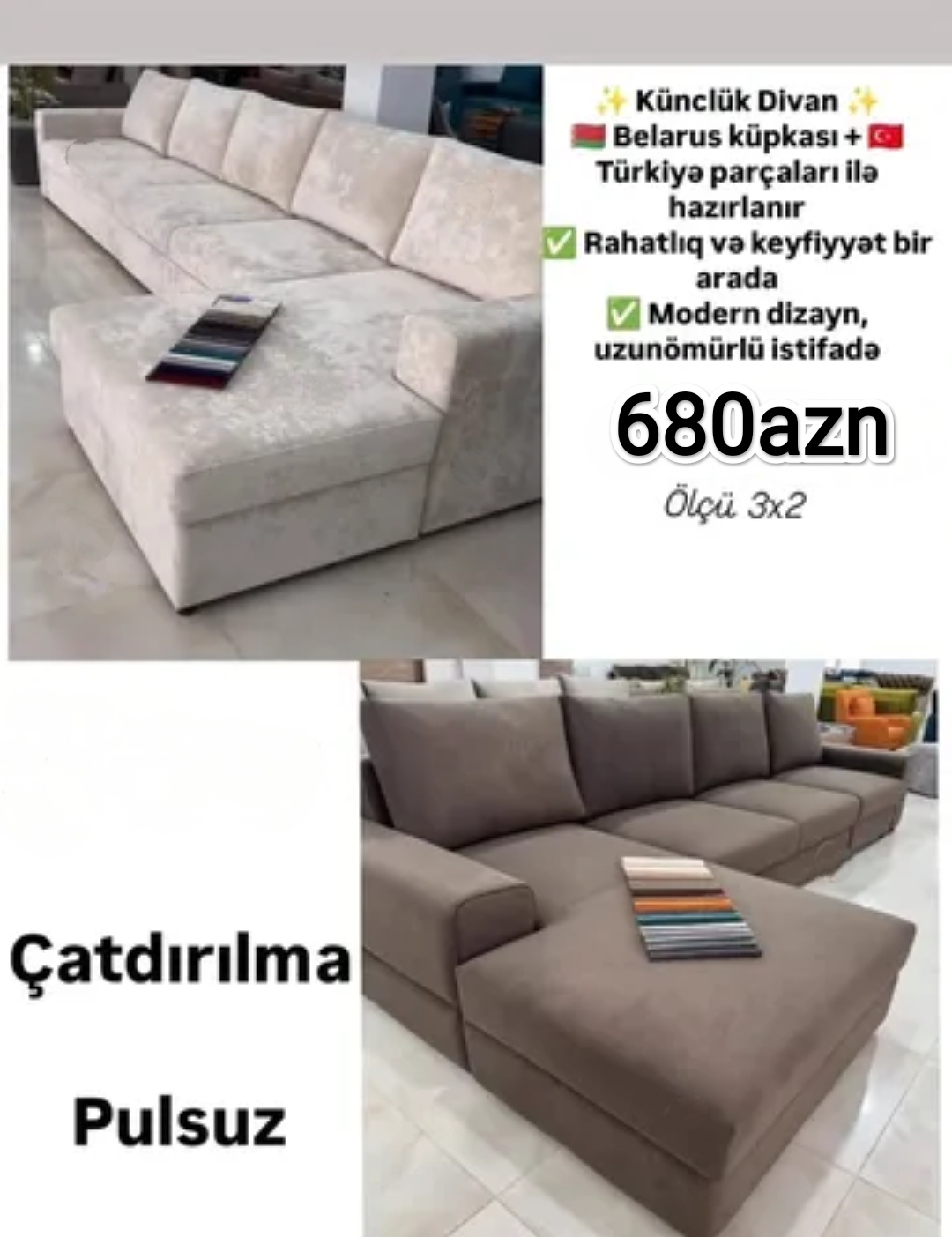 Künc divan Sifarişlə hazırlanır Rəng seçimi var Ölçü